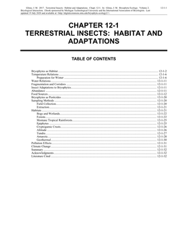 Terrestrial Insects: Habitat and Adaptations