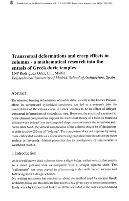 Transversal Deformations and Creep Effects in Columns - a Mathematical Research Into the Entasis of Greek Doric Temples