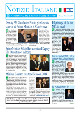 NOTIZIE ITALIANE Newsletter of the Embassy of Italy in Israel No