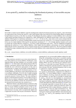 A Two-Point IC50 Method for Evaluating the Biochemical Potency of Irreversible Enzyme Inhibitors