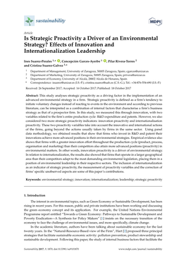 Is Strategic Proactivity a Driver of an Environmental Strategy? Effects of Innovation and Internationalization Leadership