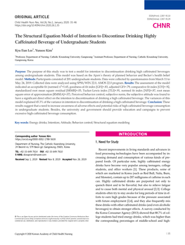 The Structural Equation Model of Intention to Discontinue Drinking Highly Caffeinated Beverage of Undergraduate Students