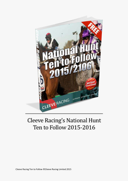 Cleeve Racing's National Hunt Ten to Follow 2015-2016