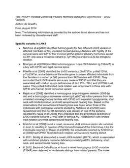 LHX3 Variants Author