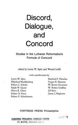 Influence of the Formula of Concord on Later Lutheran Orthodoxy.Pdf