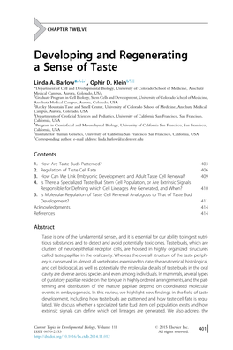 Developing and Regenerating a Sense of Taste