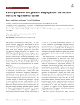 The Circadian Clock and Hepatocellular Cancer