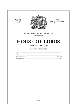 House of Lords Official Report