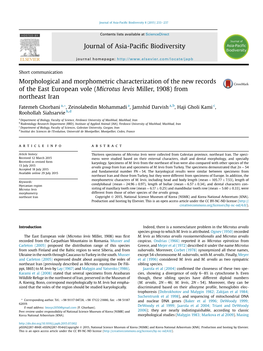 Morphological and Morphometric Characterization of the New Records of the East European Vole (Microtus Levis Miller, 1908) from Northeast Iran