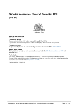 NSW Legislation Website, and Is Certified As the Form of That Legislation That Is Correct Under Section 45C of the Interpretation Act 1987