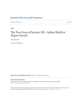 The Two Faces of Section 105 - Airline Shield Or Airport Sword, 56 J