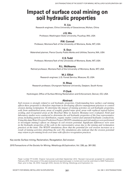 Impact of Surface Coal Mining on Soil Hydraulic Properties