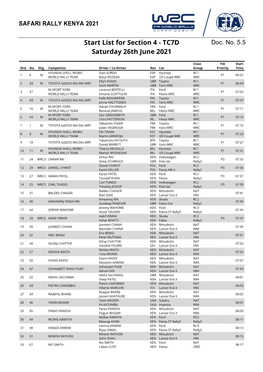 TC7D Saturday 26Th June 2021 Class FIA Start Ord