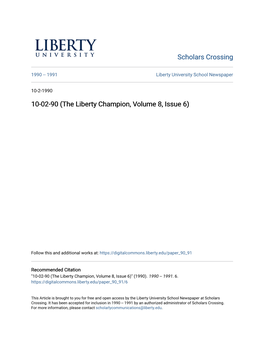 The Liberty Champion. to Liberty University Classified Advertisements Are $2 for 15 Words Or Less and Students 10^ for Each Additional Word