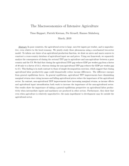 The Macroeconomics of Intensive Agriculture