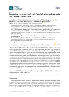 Emerging Neurological and Psychobiological Aspects of COVID-19 Infection