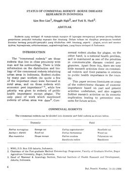 Status of Commensal Rodent---Borne Diseases