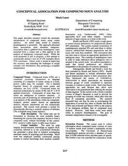 Conceptual Association for Compound Noun Analysis