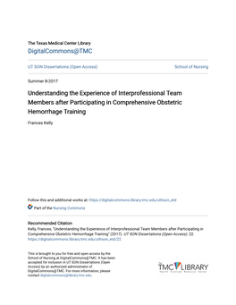 Understanding the Experience of Interprofessional Team Members After Participating in Comprehensive Obstetric Hemorrhage Training