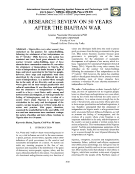 A Research Review on 50 Years After the Biafran War