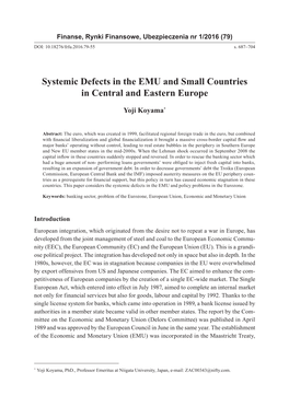 Systemic Defects in the EMU and Small Countries in Central and Eastern Europe