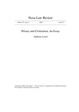 Privacy and Civilization, an Essay