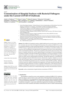 Contamination of Hospital Surfaces with Bacterial Pathogens Under the Current COVID-19 Outbreak