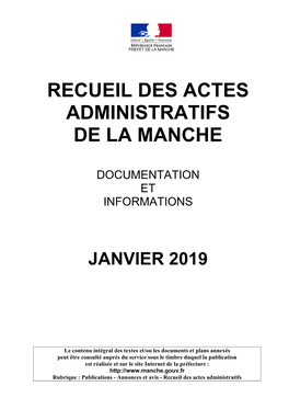 Recueil Des Actes Administratifs De La Manche