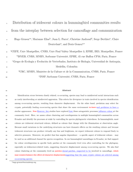 Distribution of Iridescent Colours in Hummingbird Communities Results