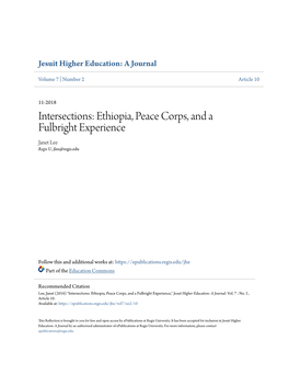 Intersections: Ethiopia, Peace Corps, and a Fulbright Experience Janet Lee Regis U, Jlee@Regis.Edu