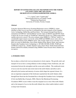 Report on Estimating Sea-Ice Transport Into the North Atlantic Using the Advanced Microwave Scanning Radiometer (Amsr-E)