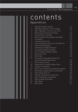 Contents Appendices