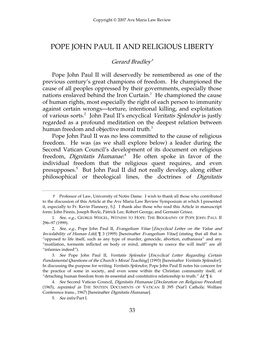 Pope John Paul Ii and Religious Liberty