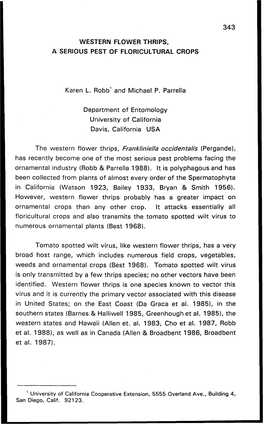 Western Flower Thrips, a Serious Pest of Floricultural Crops