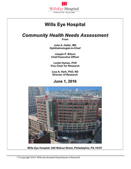 Wills Eye Hospital Community Health Needs Assessment