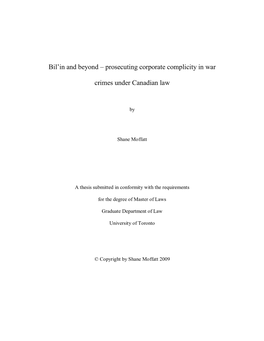 Prosecuting Corporate Complicity in War Crimes Under Canadian Law, 2009, LLM, University of Toronto, Faculty of Law