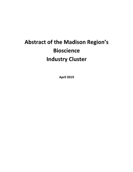 Abstract of the Madison Region's Bioscience Industry Cluster