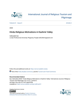 Hindu Religious Motivations in Kashmir Valley