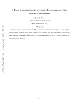 A Linear Transformation to Accelerate the Convergence of the Negative Binomial Series