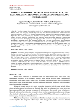 Motivasi Menonton Tayangan Komedi Opera Van Java Pada Mahasiswi Akbid Wira Husada Nusantara Malang Angkatan 2009