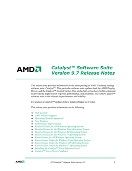 Catalyst™ Software Suite Version 9.7 Release Notes