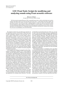Scripts for Modifying and Analyzing Sounds Using Praat Acoustics Software