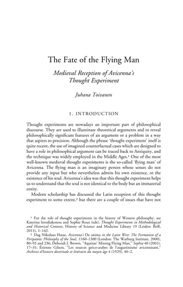 The Fate of the Flying Man Medieval Reception of Avicenna’S Thought Experiment