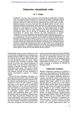 Submarine Volcaniclastic Rocks