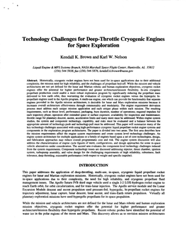 Technology Challenges for Deep-Throttle Cryogenic Engines for Space Exploration