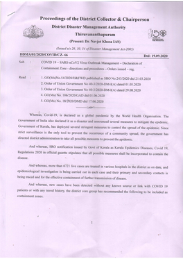 Proceedings of the District Collector & Chairperson