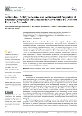 Antioxidant, Antihypertensive and Antimicrobial Properties of Phenolic Compounds Obtained from Native Plants by Different Extraction Methods