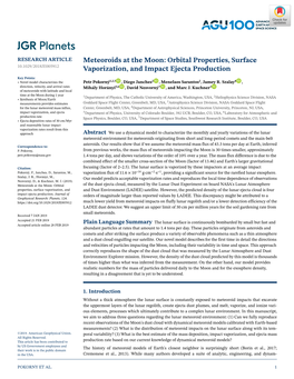 Meteoroids at the Moon: Orbital Properties, Surface Vaporization and Impact Ejecta Production