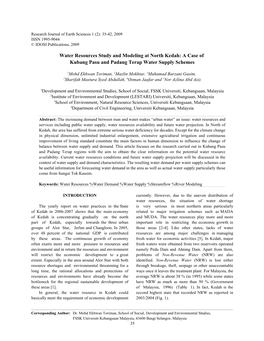 Water Resources Study and Modeling at North Kedah: a Case of Kubang Pasu and Padang Terap Water Supply Schemes