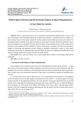 Winter-Sport-Tourism and the Economic Impact of Sport Organizations